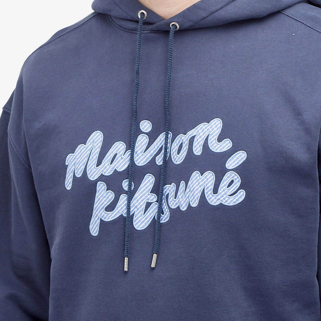 Maison Kitsune Men's Handwriting Oversize Hoodie Ink Blue